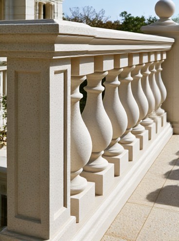 Sandstone-style balustrade with column end detail